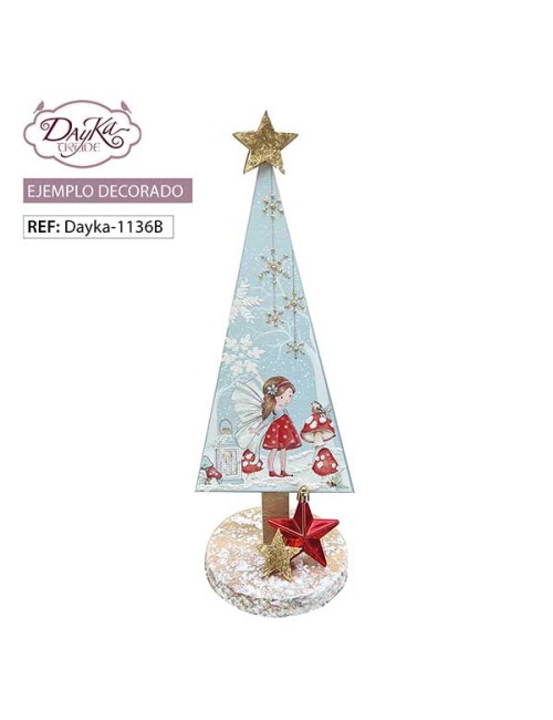 Árbol con peana triple y estrellas + prediseñado hada navidad