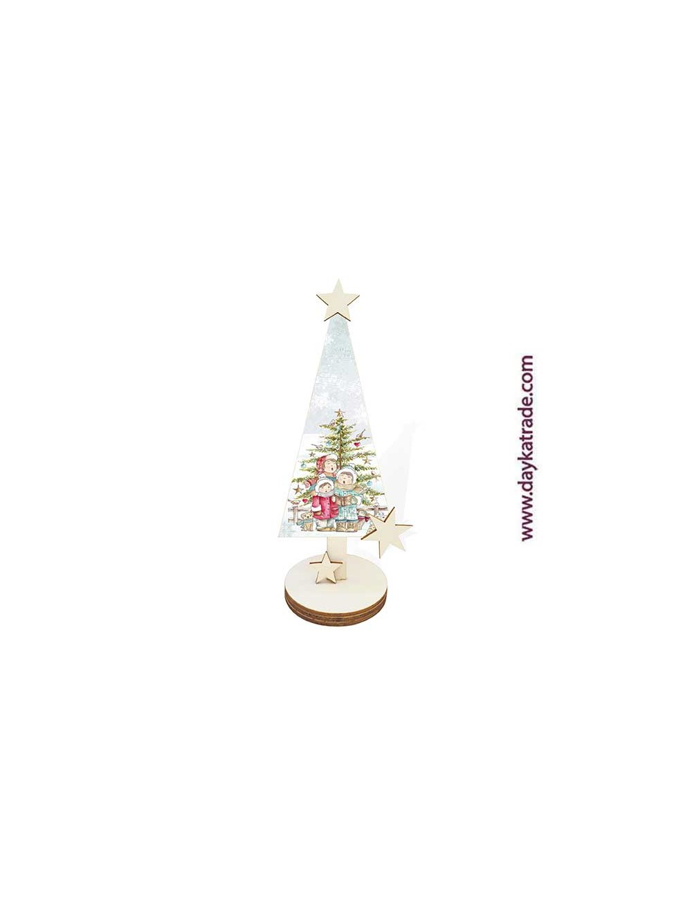 Árbol con peana triple y estrellas + prediseñado niños cantores