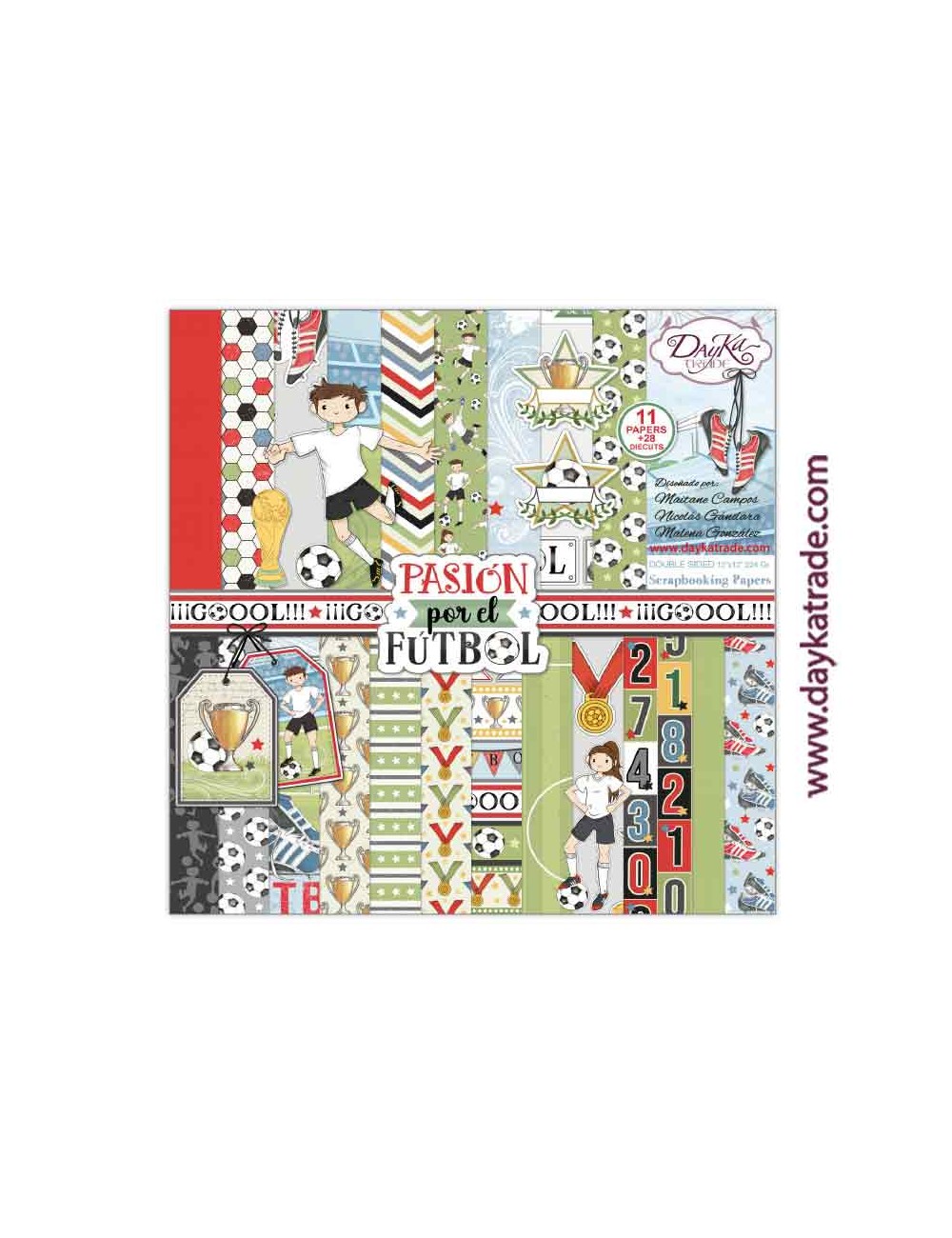 Kit de papeles para Scrapbooking ?Pasión por el fútbol?