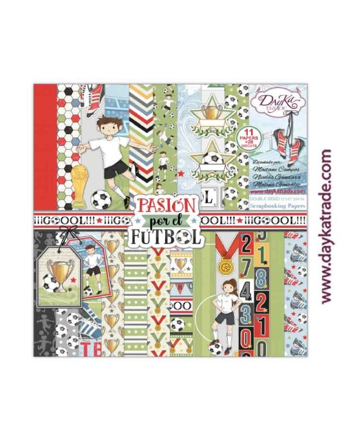 Kit de papeles para Scrapbooking ?Pasión por el fútbol?