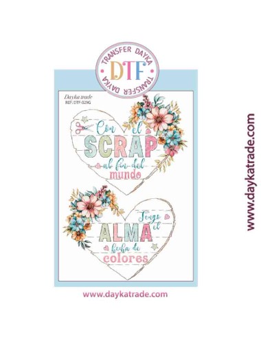 Transferencia textil con dibujos de corazones "scrap"