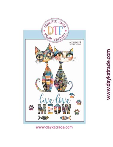 Transferencia textil con dibujos de gatos