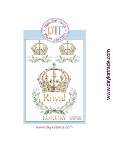 Transferencia textil con dibujo de corona "royal luxury"