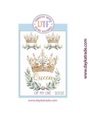 Transferencia textil con dibujo de corona "queen"