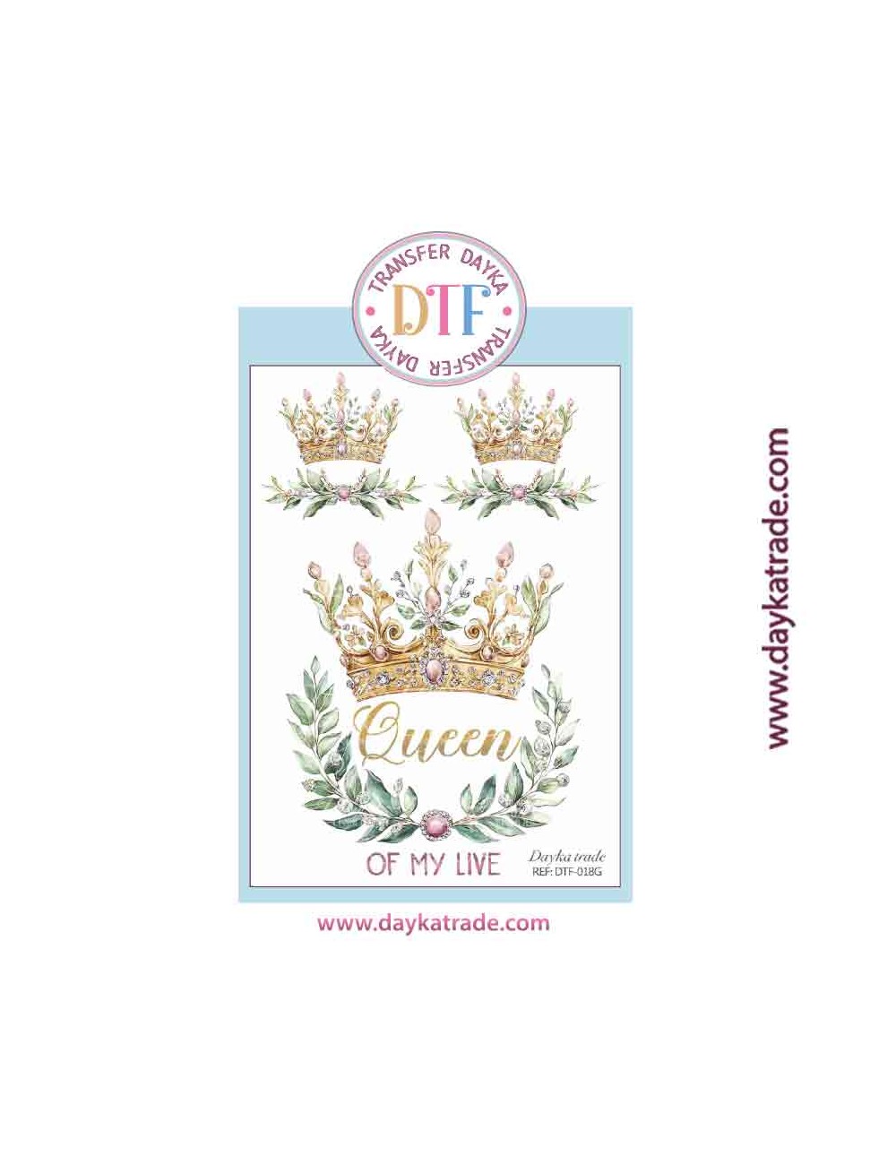 Transferencia textil con dibujo de corona "queen"