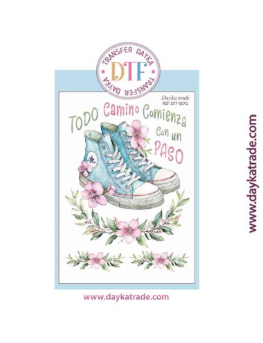 Transferencia textil con dibujo de zapatillas azules