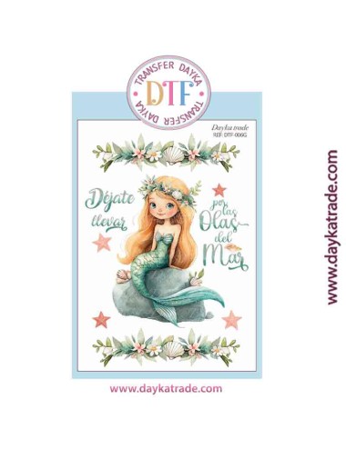 Transferencia textil con dibujo de sirena