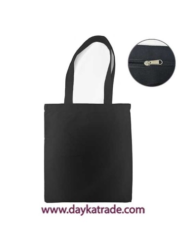 Tote bag tela saco negracon cremallera g