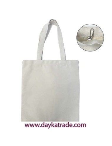 Tote bag tela saco crema con cremallera g