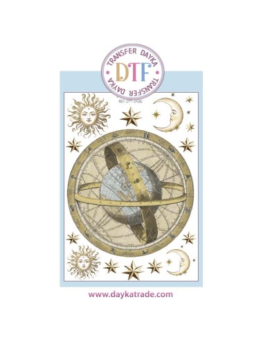  Transferencia textil con planetas, sol y luna