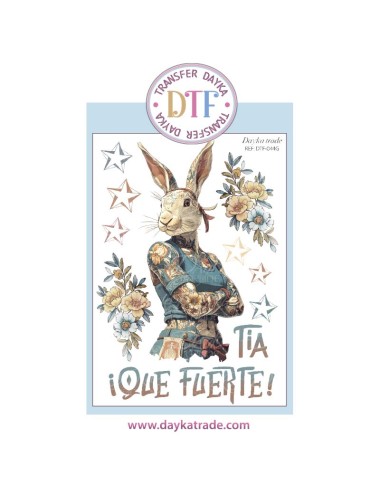  Transferencia textil con conejita "tia que fuerte"