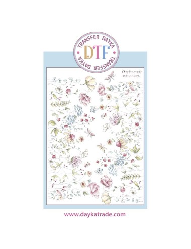  Transferencia textil con flores y mariposas