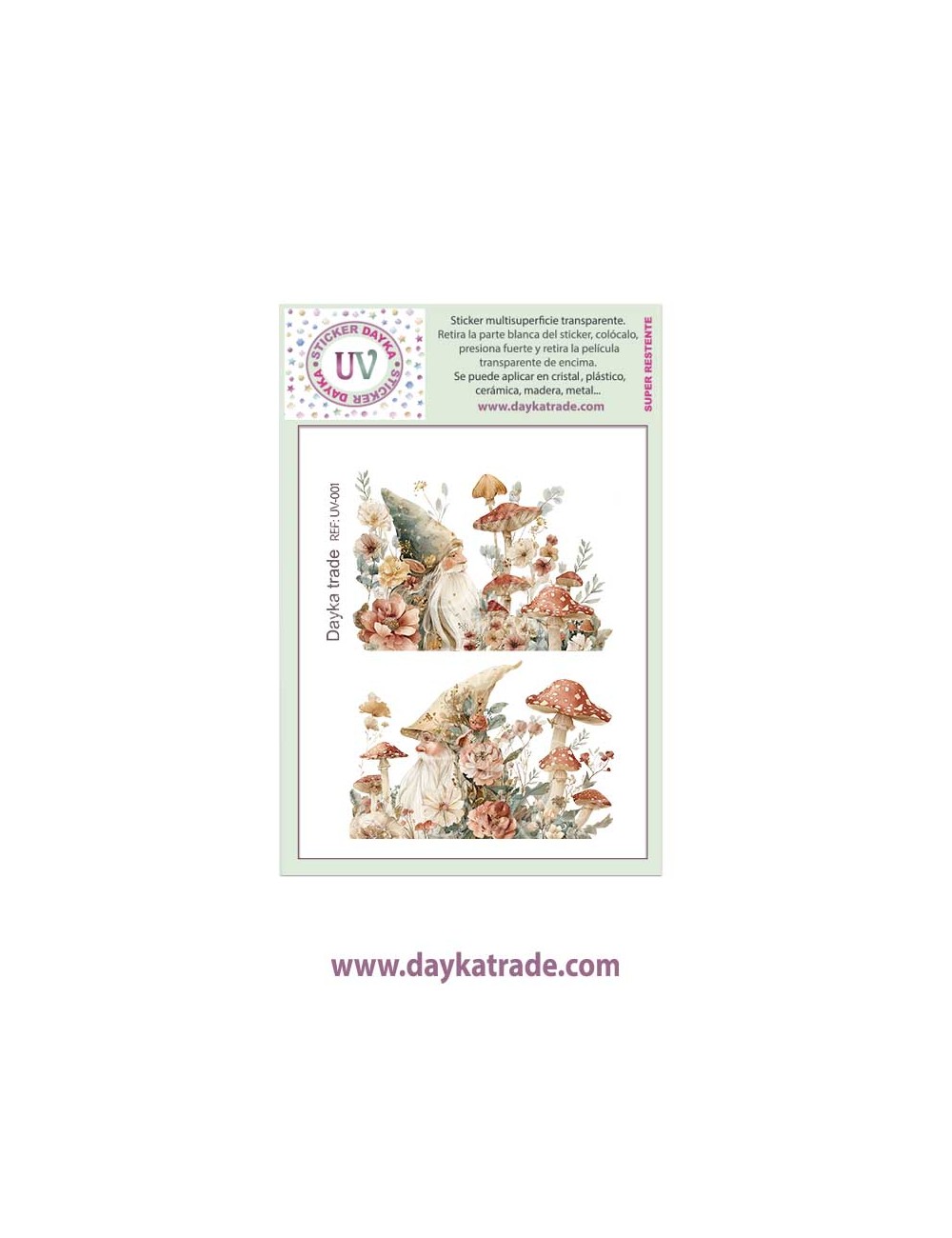 UV Sticker transparente de duendes