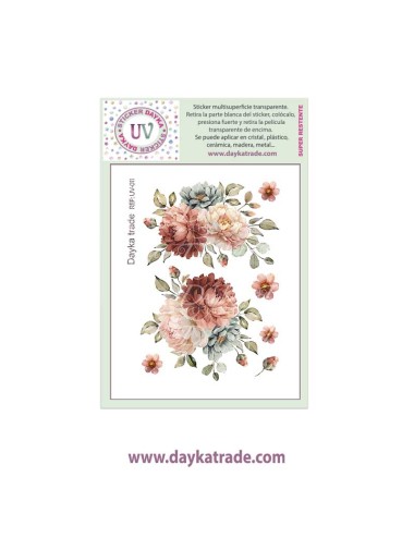 UV Sticker transparente de flores