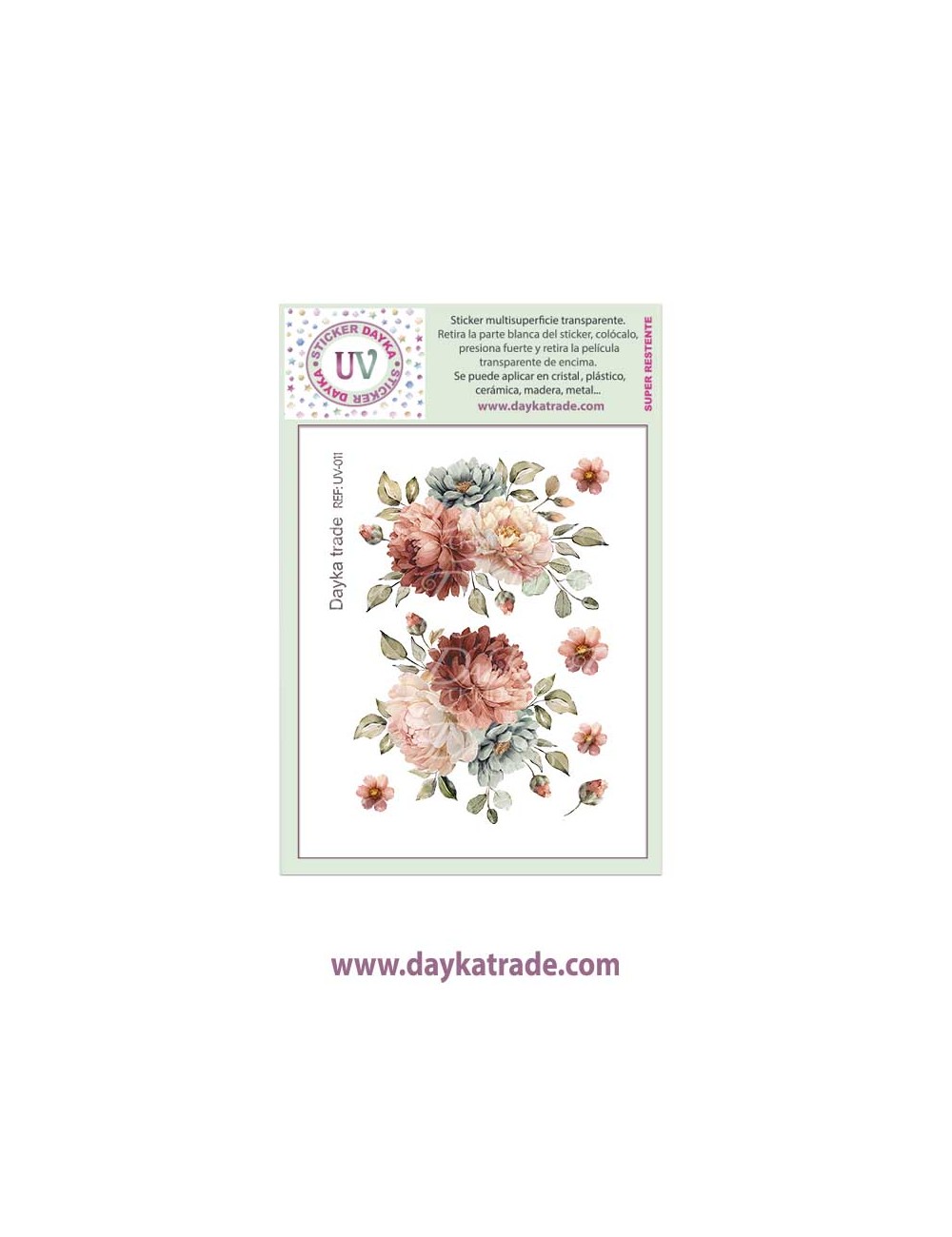 UV Sticker transparente de flores