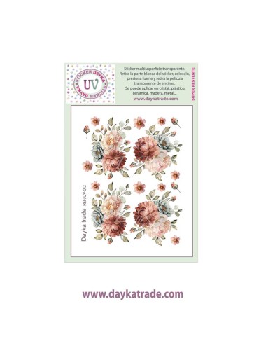 UV Sticker transparente de flores