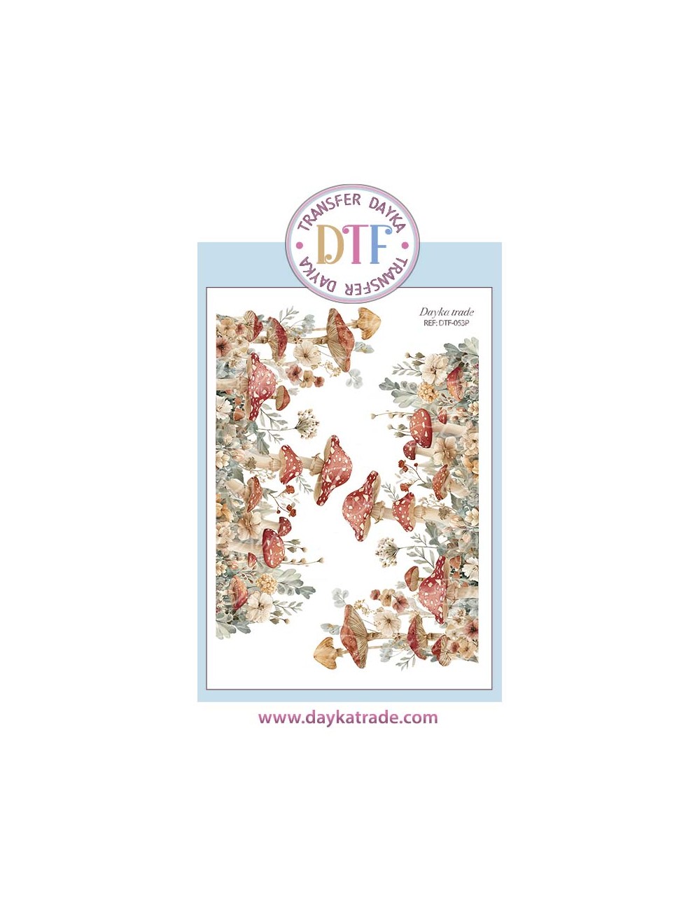 Transferencia textil  con dibujos de setas y flores
