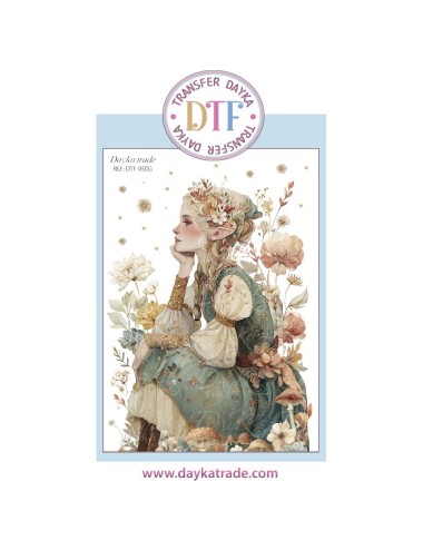 Transferencia textil elfa con flores y setas